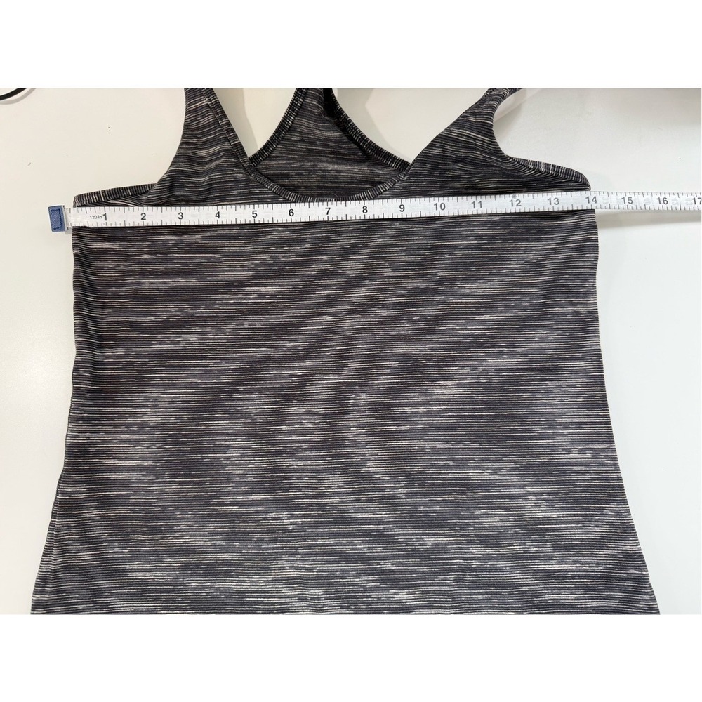 Lululemon Blue Gray White Striped Sleeveless Cross Back Workout Top Small - Picture 4 of 6